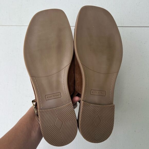 Avellini Sandal Women Sz 7.5 Made in Italy 🇮🇹 Brown Suede Gold Buckle - Picture 6 of 16